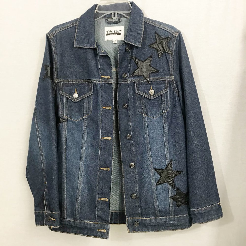 The Edit Star Patched Oversized Jean Jacket EUC XS